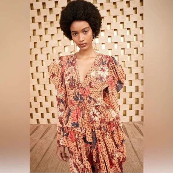 Ulla Johnson Oni Silk Mini Dress in Garden Rose Floral Ruffled Size 10 - Picture 2 of 16